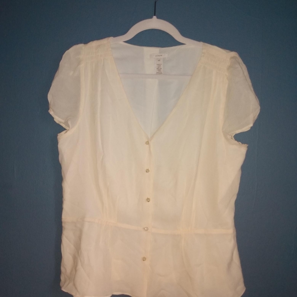 Jcrew 100% silk blouse peplum 14T